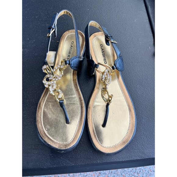 Classified Sandals Flip flop style with straps Black with Stones 6.5M - Picture 2 of 8